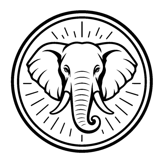 Elephant Head Circle Badge Logo