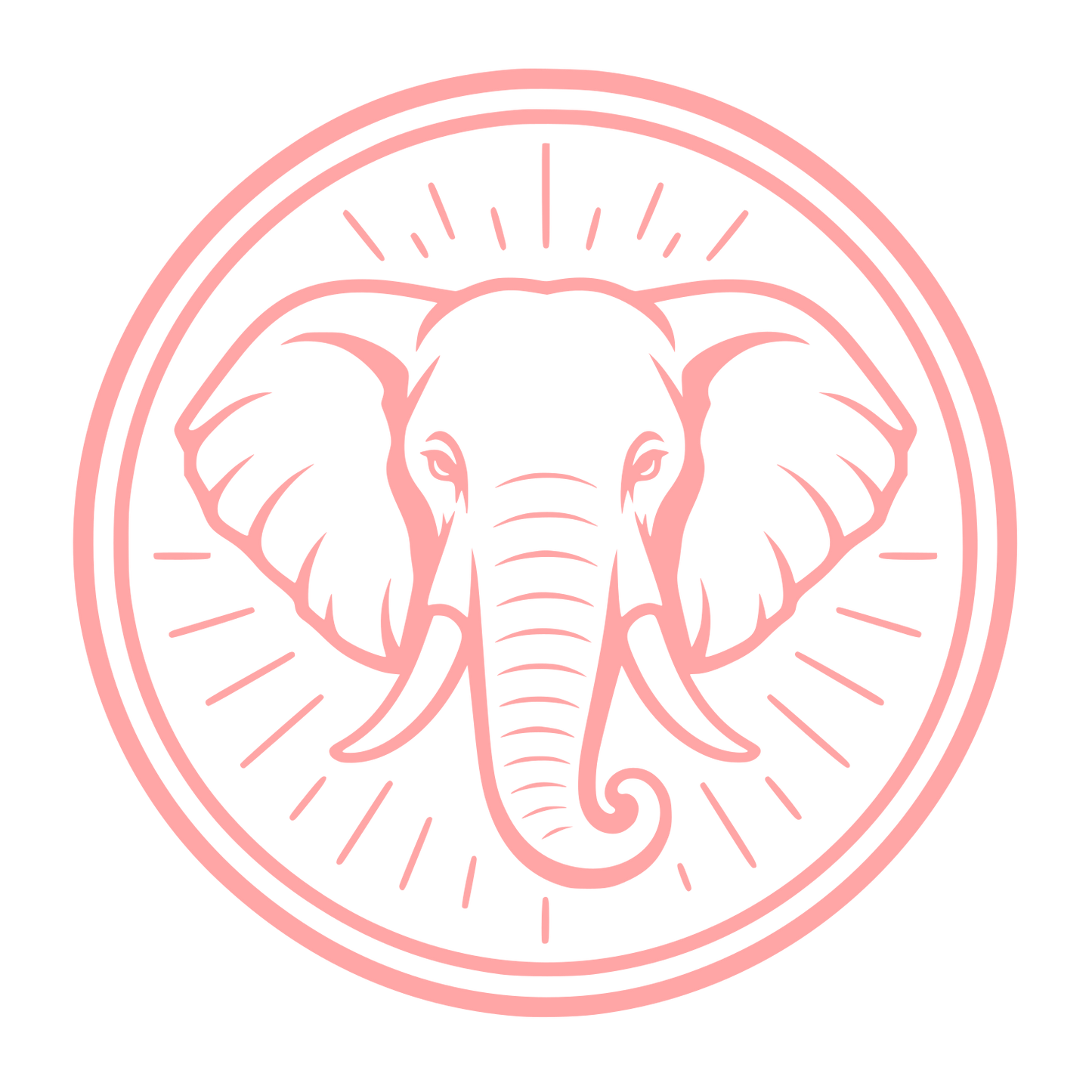 Elephant Head Circle Badge Logo #ffa6a6