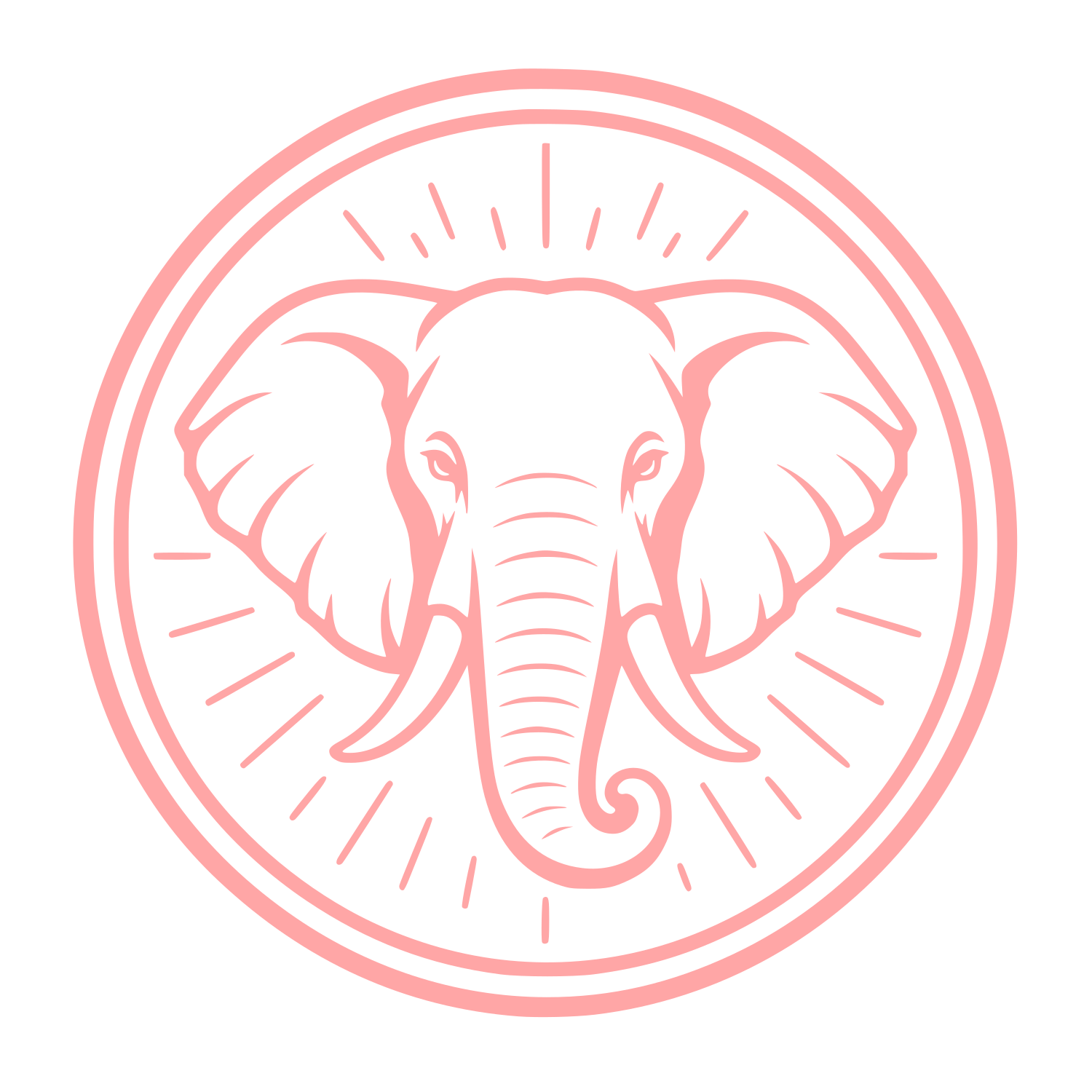 Elephant Head Circle Badge Logo #ffa6a6