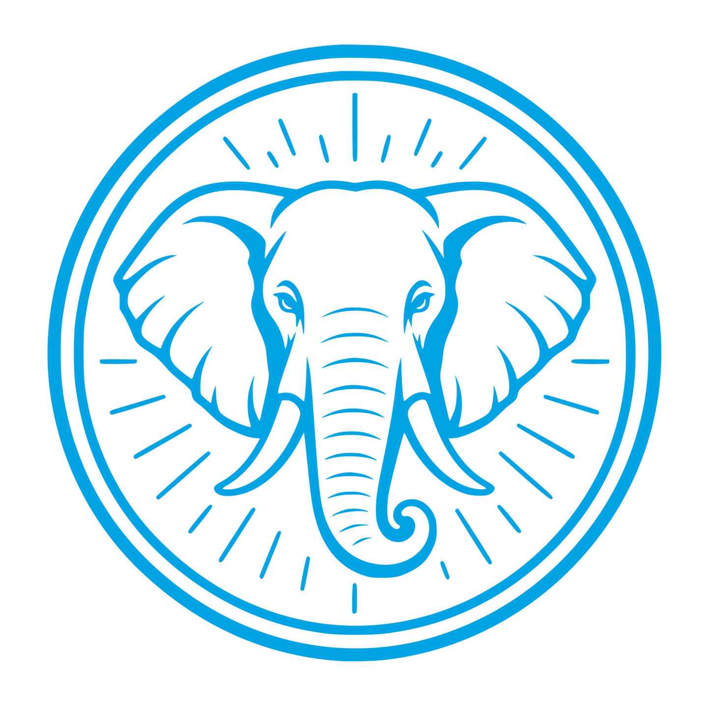 Elephant Head Circle Badge Logo #00a3e4