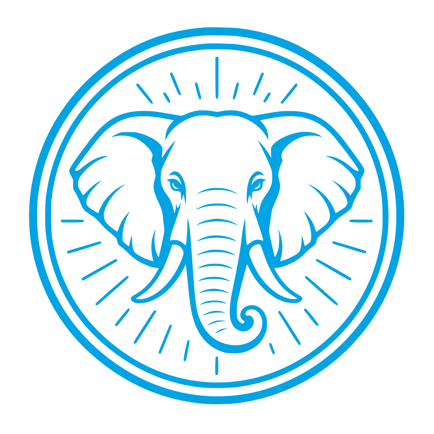 Elephant Head Circle Badge Logo #00a3e4