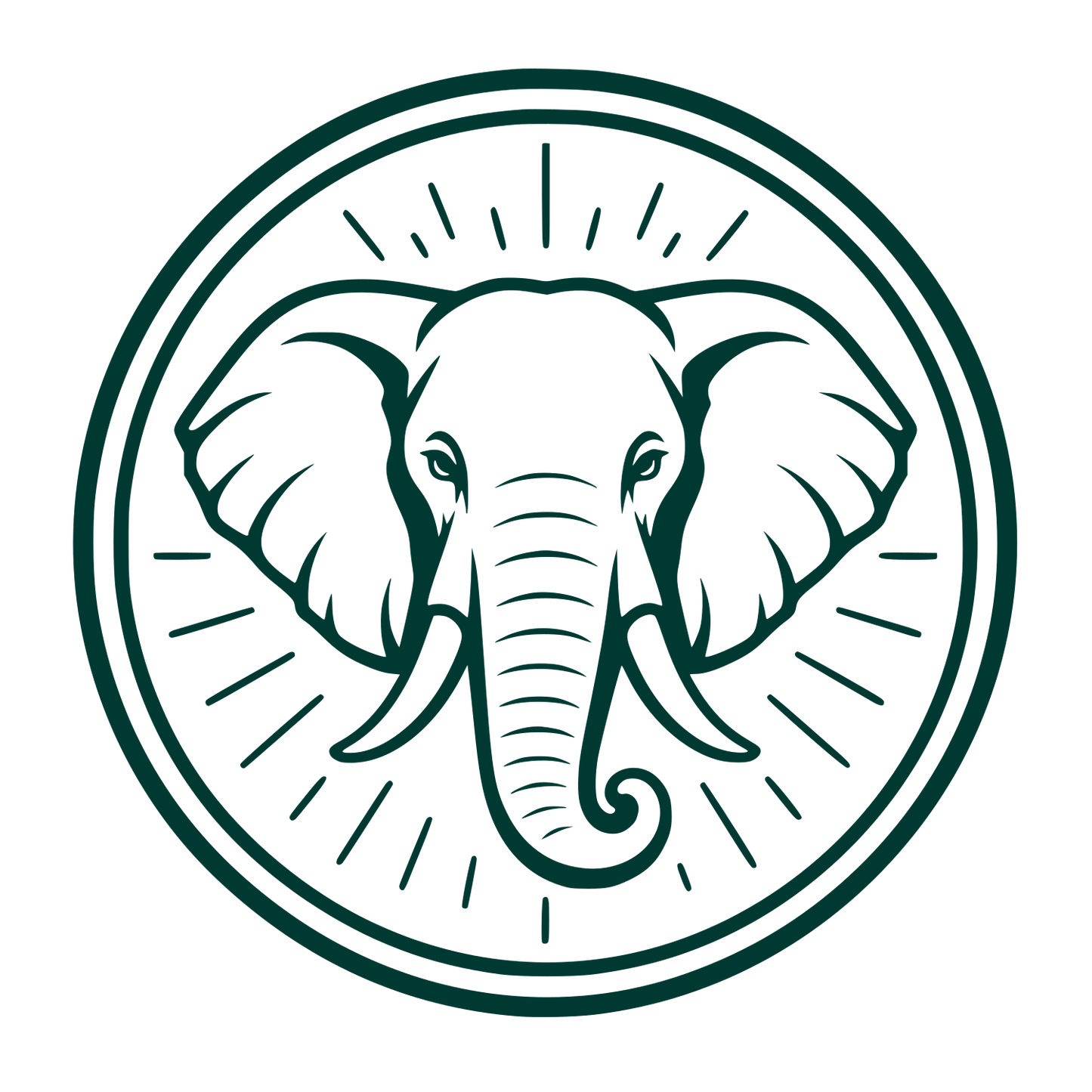 Elephant Head Circle Badge Logo #003932