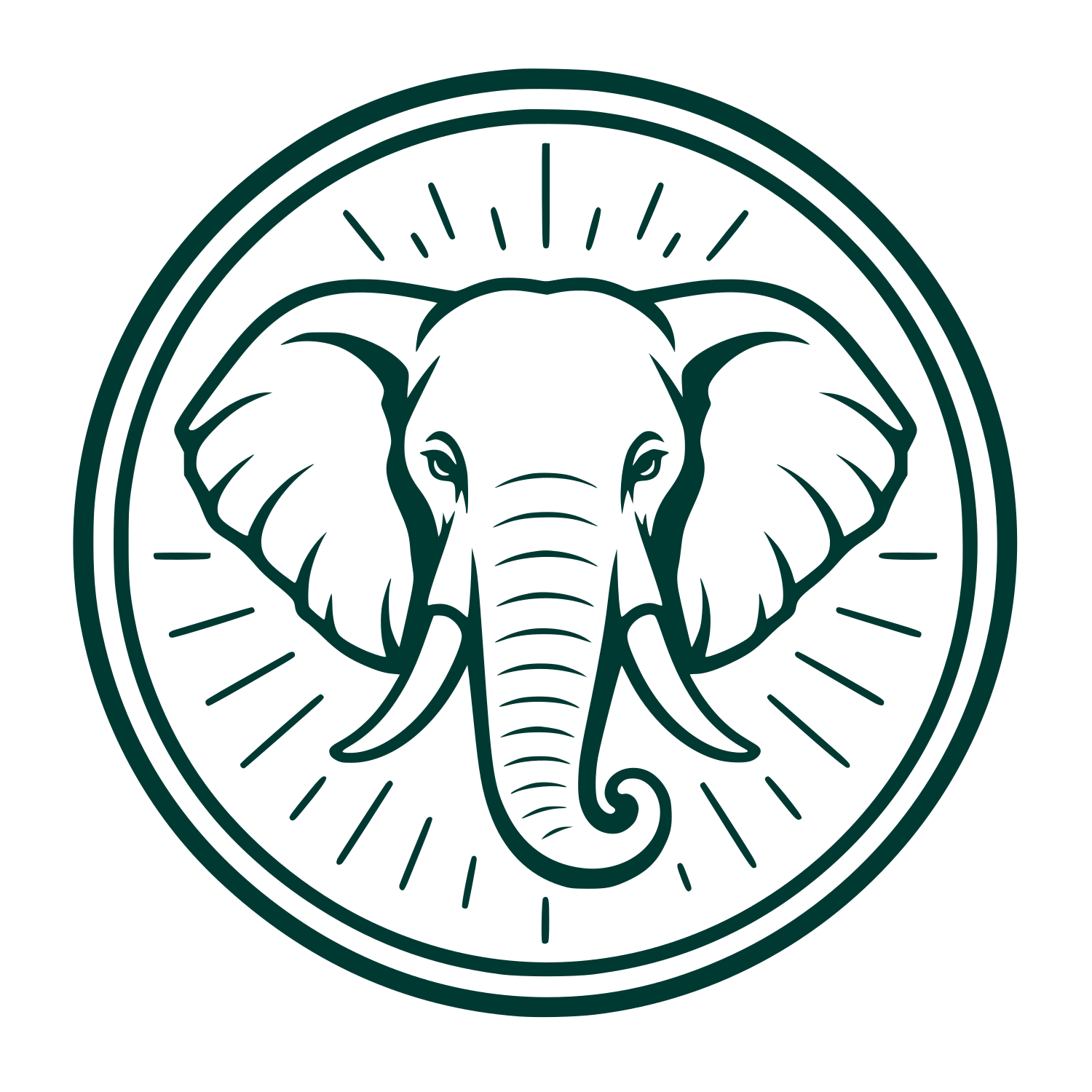 Elephant Head Circle Badge Logo #003932