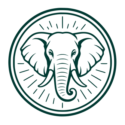 Elephant Head Circle Badge Logo #003932
