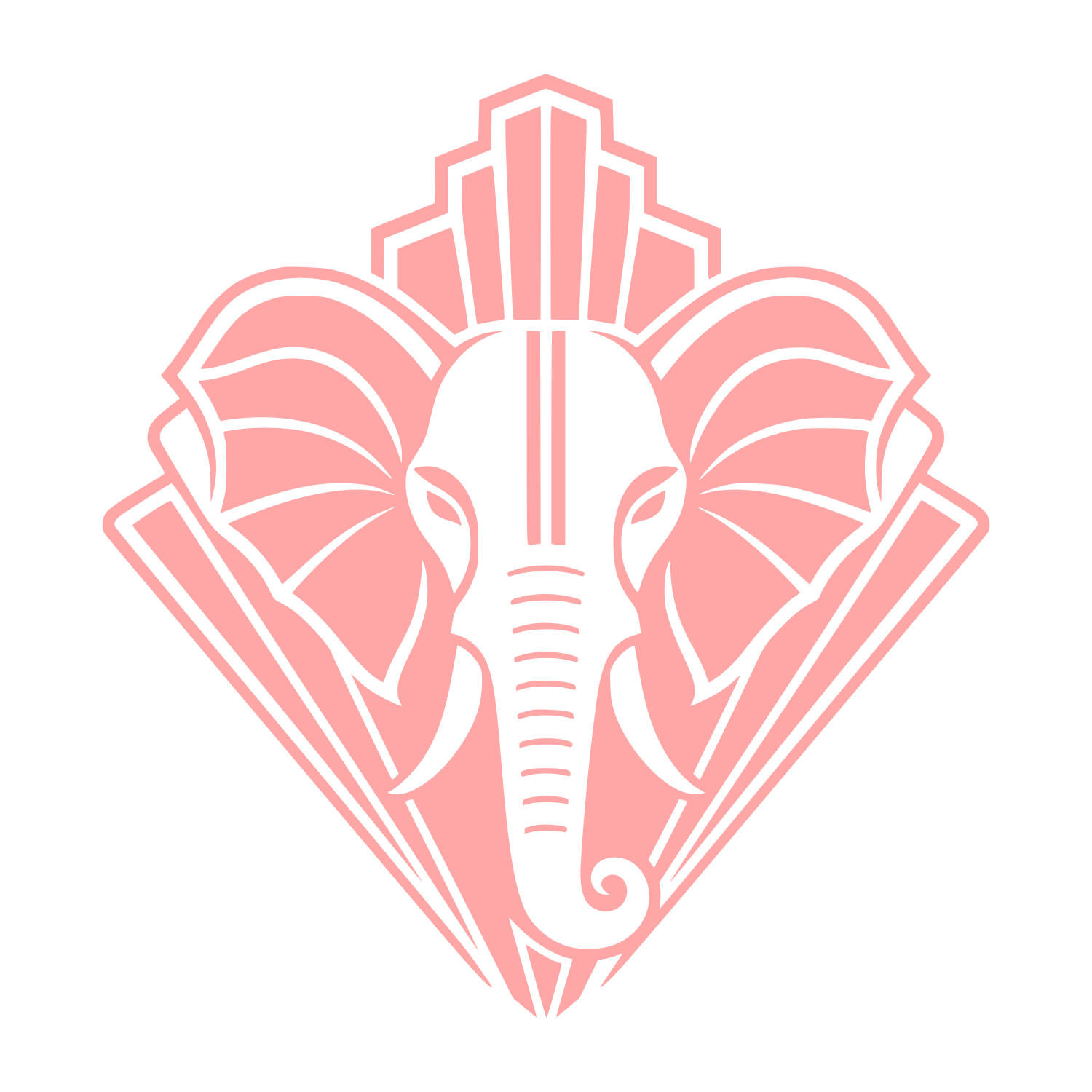 Art Deco Elephant Head Logo #ffa6a6
