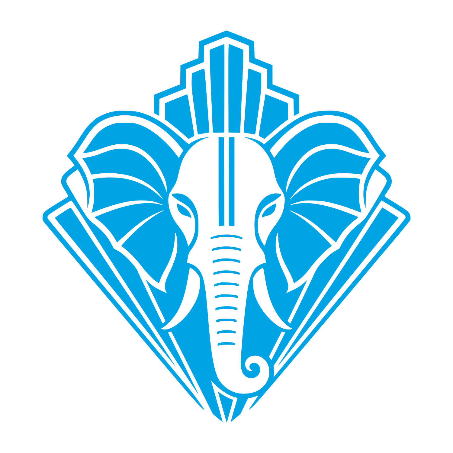 Art Deco Elephant Head Logo #00a3e4
