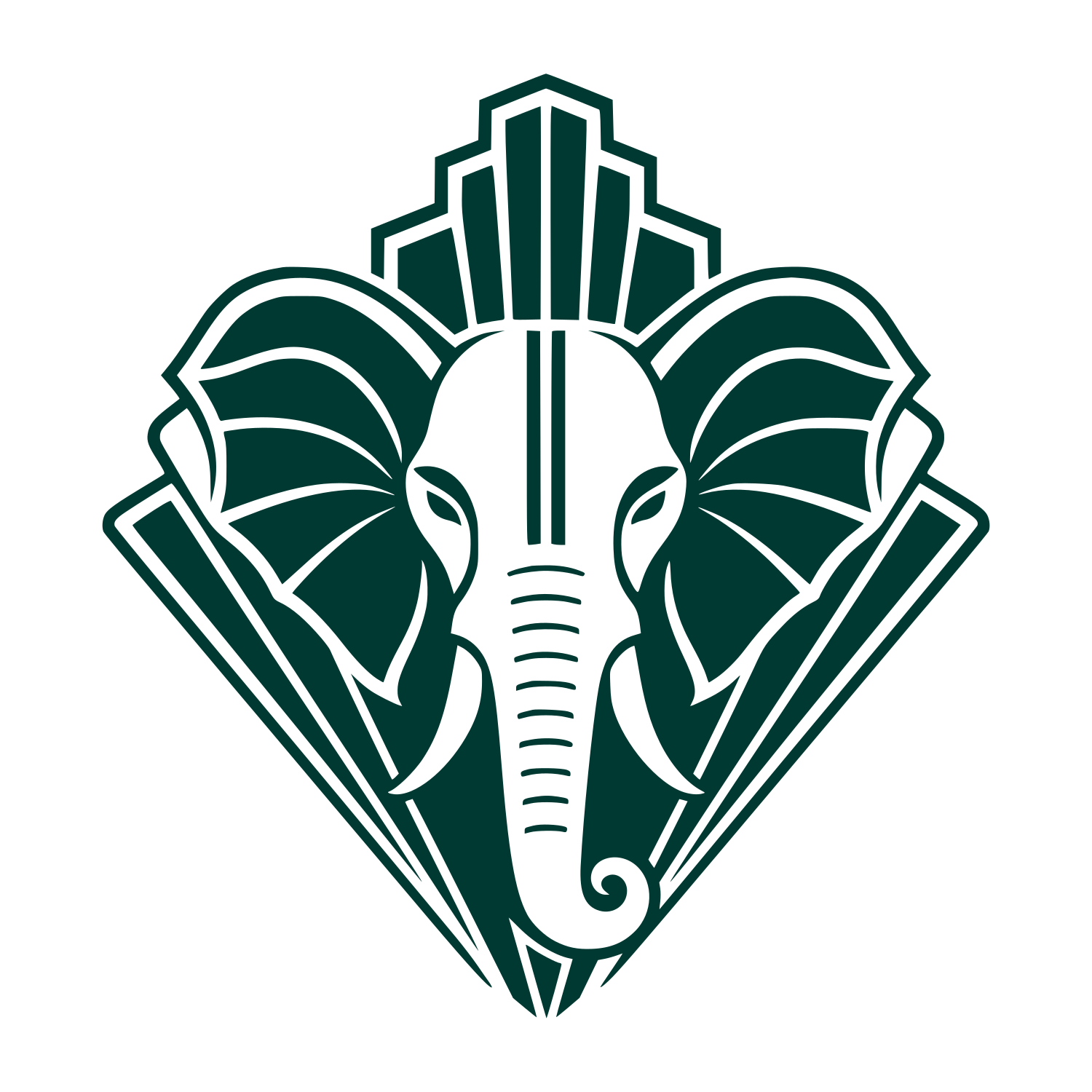Art Deco Elephant Head Logo #003932