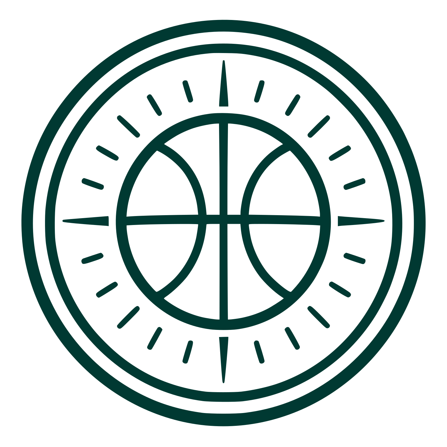 Basketball Compass Badge Logo #003932
