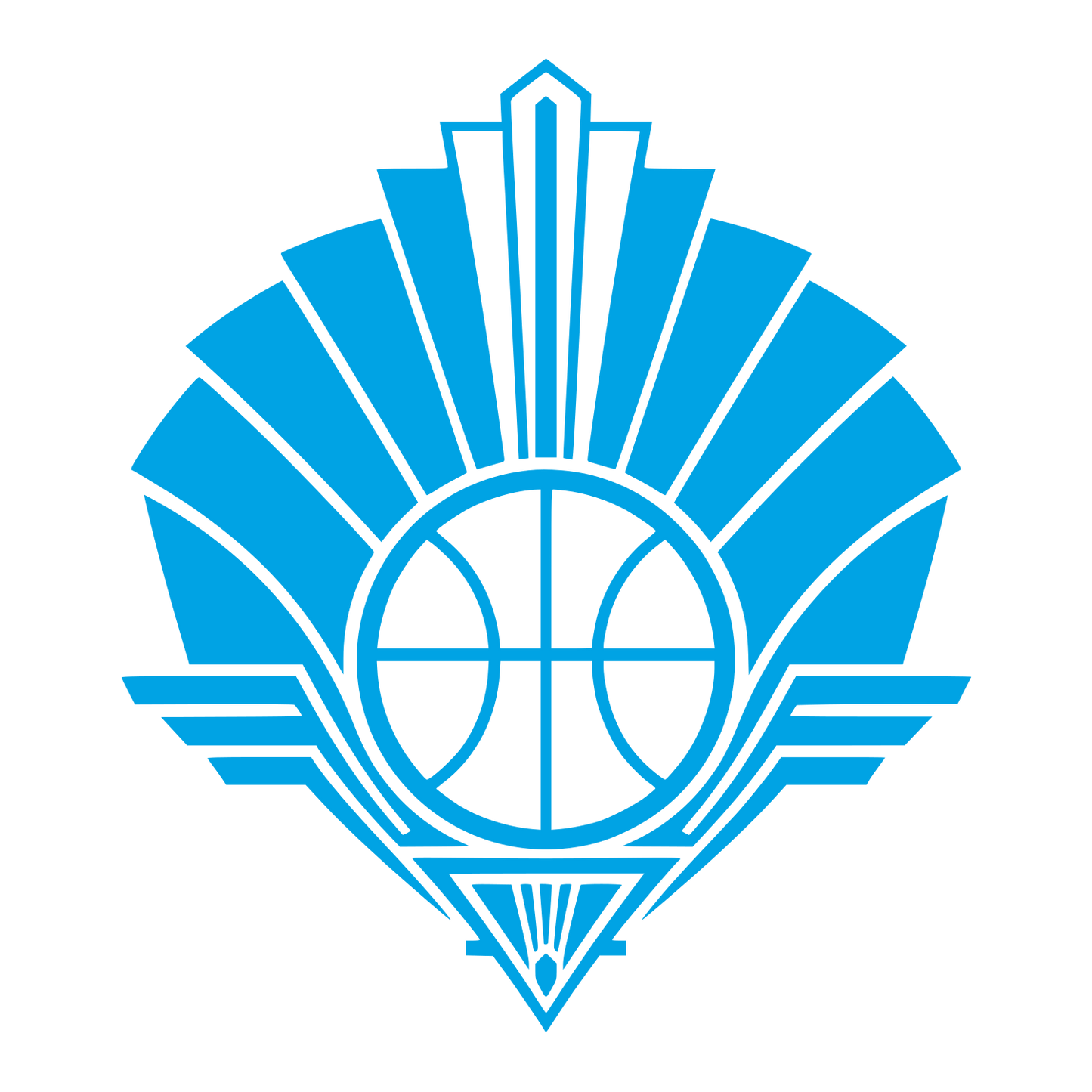Art Deco Basketball Emblem Logo #00a3e4