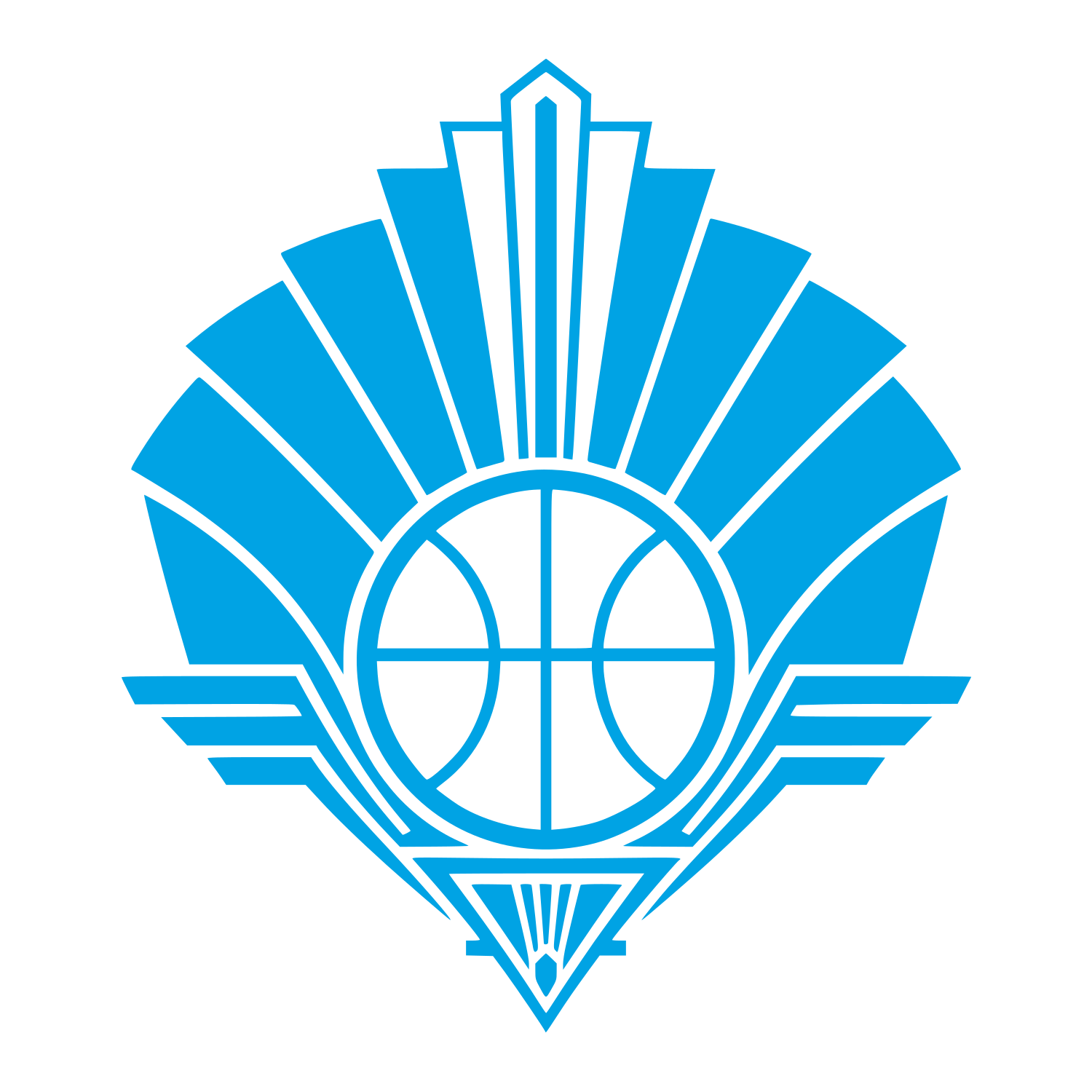 Art Deco Basketball Emblem Logo #00a3e4