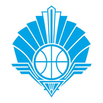 Art Deco Basketball Emblem Logo #00a3e4