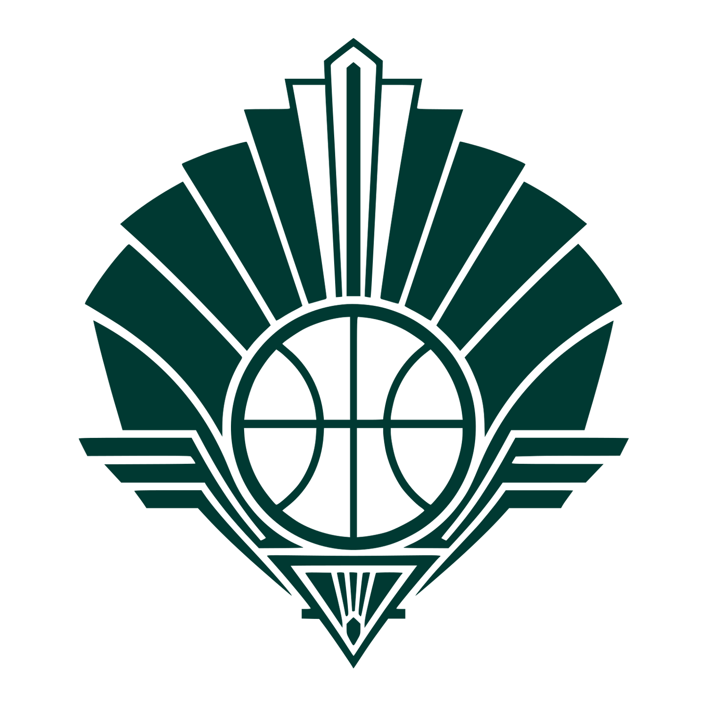 Art Deco Basketball Emblem Logo #003932