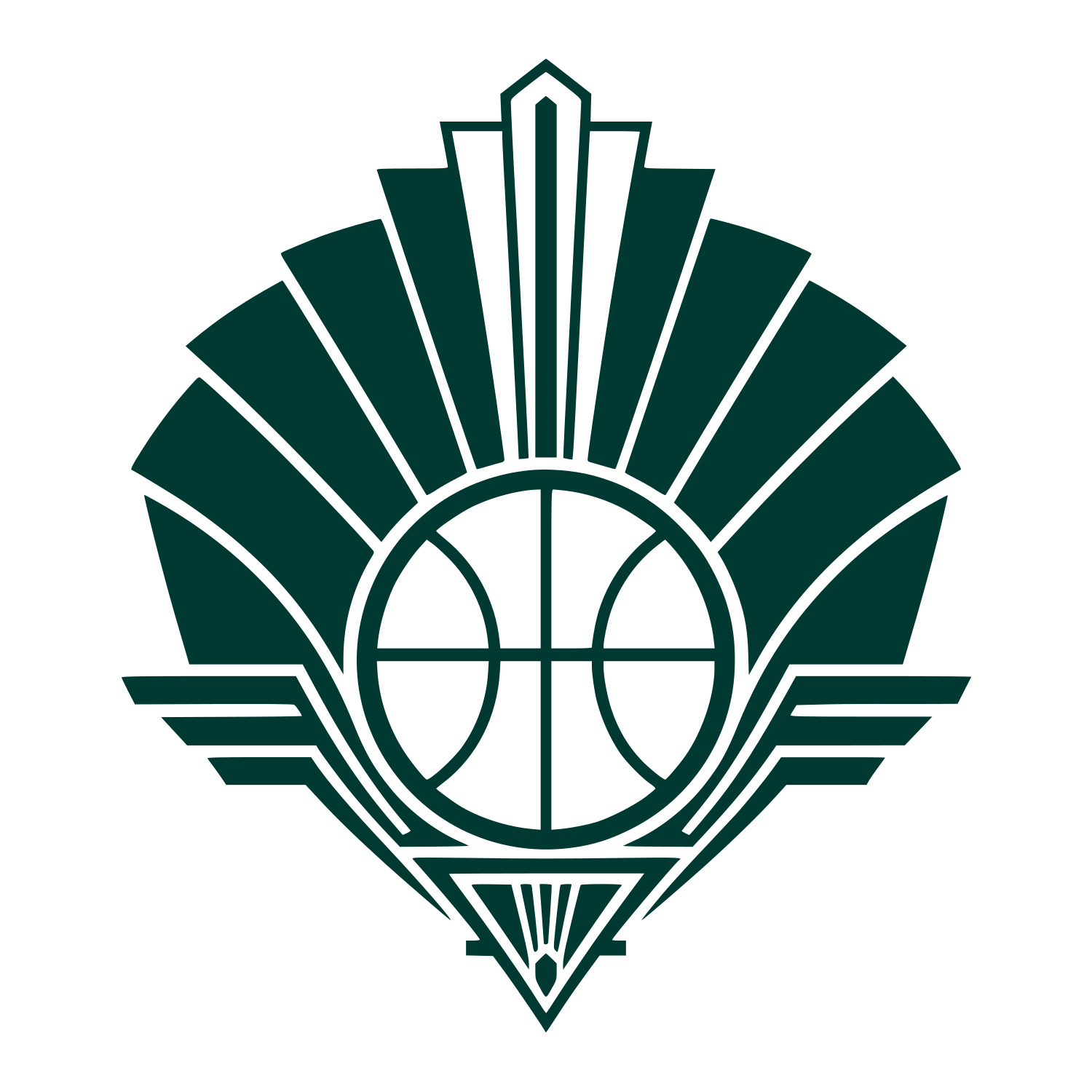 Art Deco Basketball Emblem Logo #003932