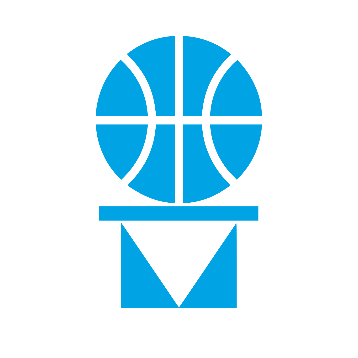 Basketball and Hoop Logo #00a3e4