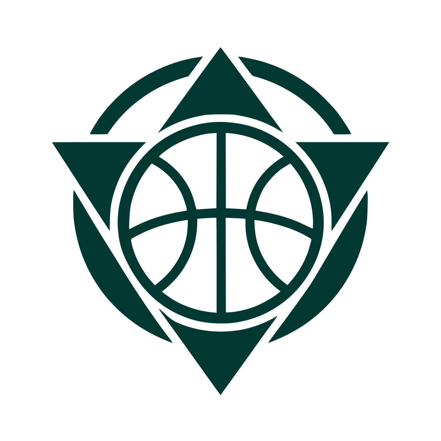 Basketball Triangle Emblem Logo #003932