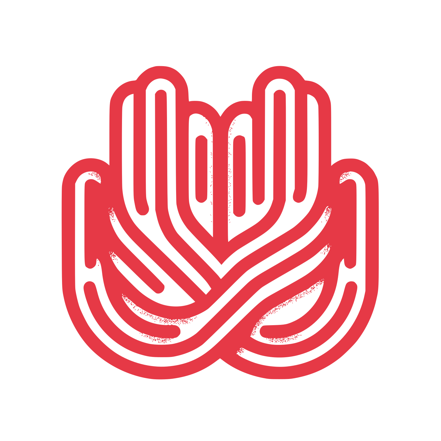 Intertwined Hands with Lines Logo #E63946