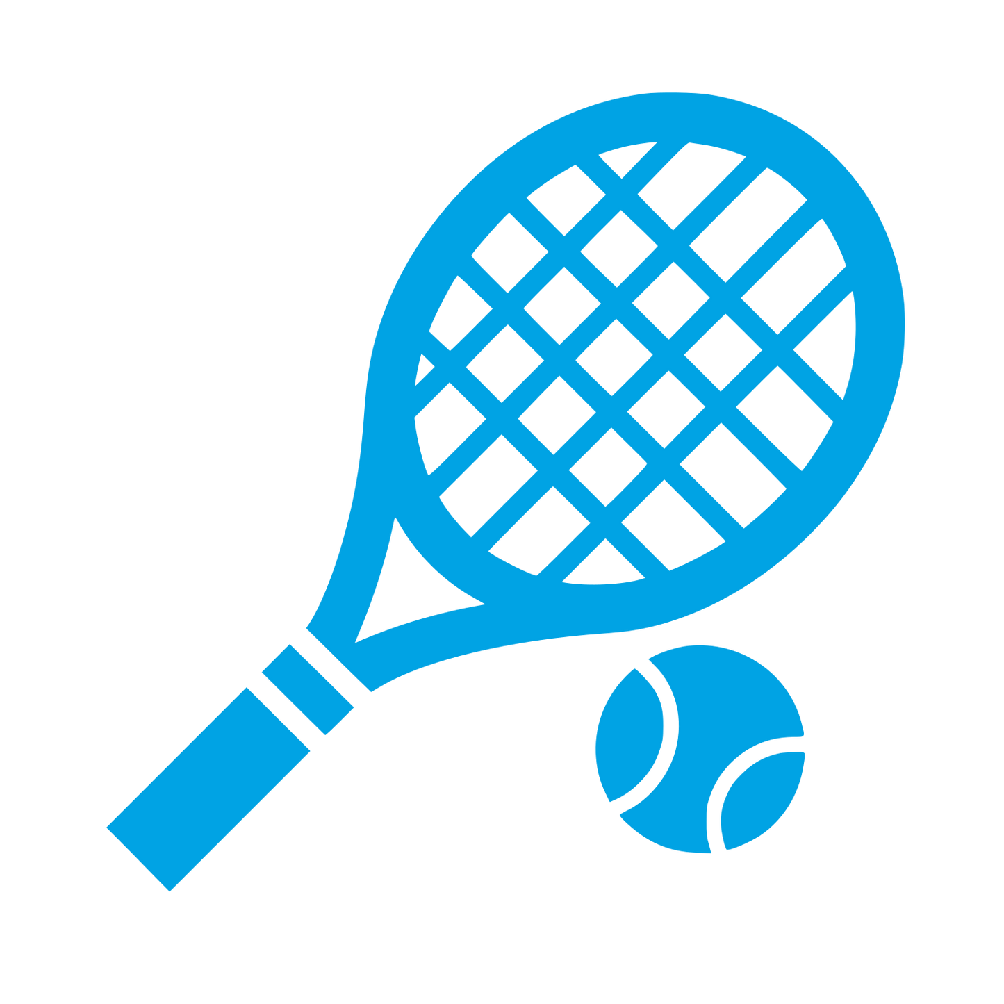 Tennis Racket and Ball Logo #00a3e4