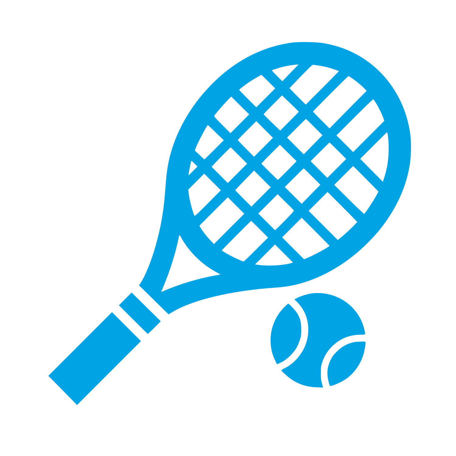 Tennis Racket and Ball Logo #00a3e4