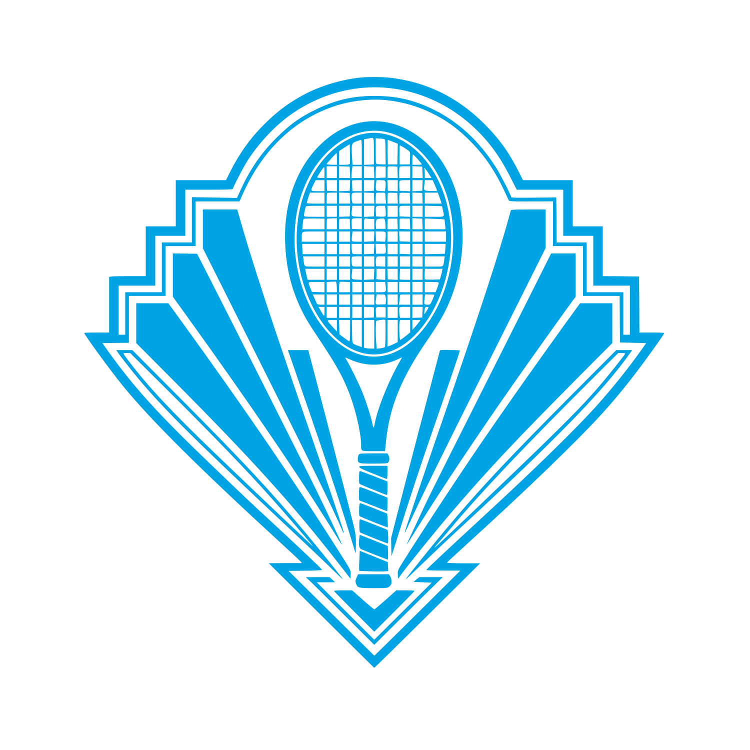 Art Deco Tennis Racket Logo #00a3e4