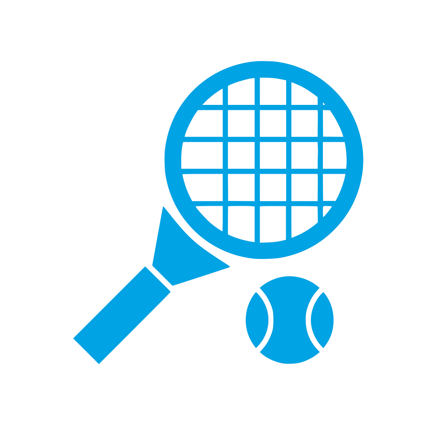 Tennis Racket and Ball Logo #00a3e4