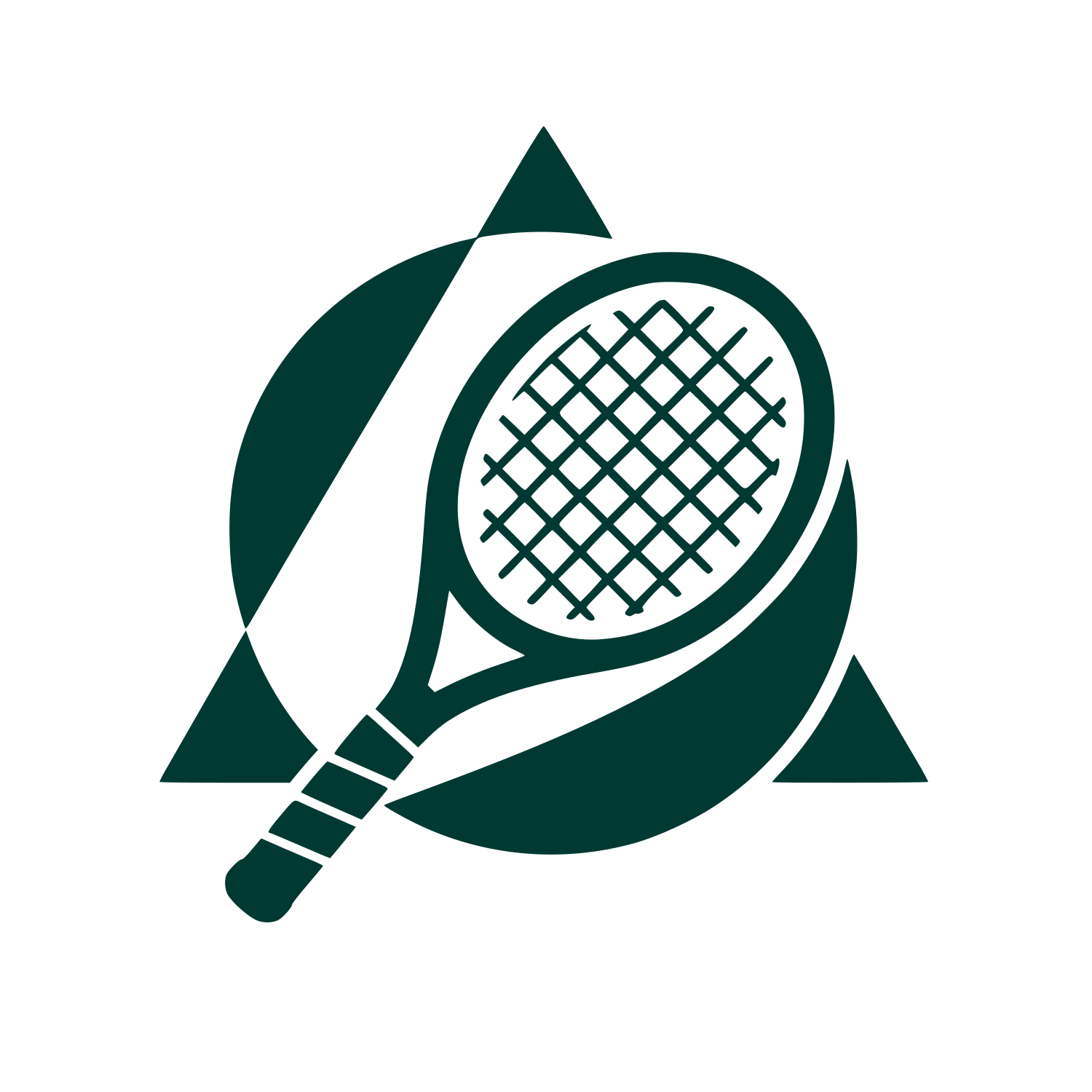 Tennis Racket Triangle Logo #003932