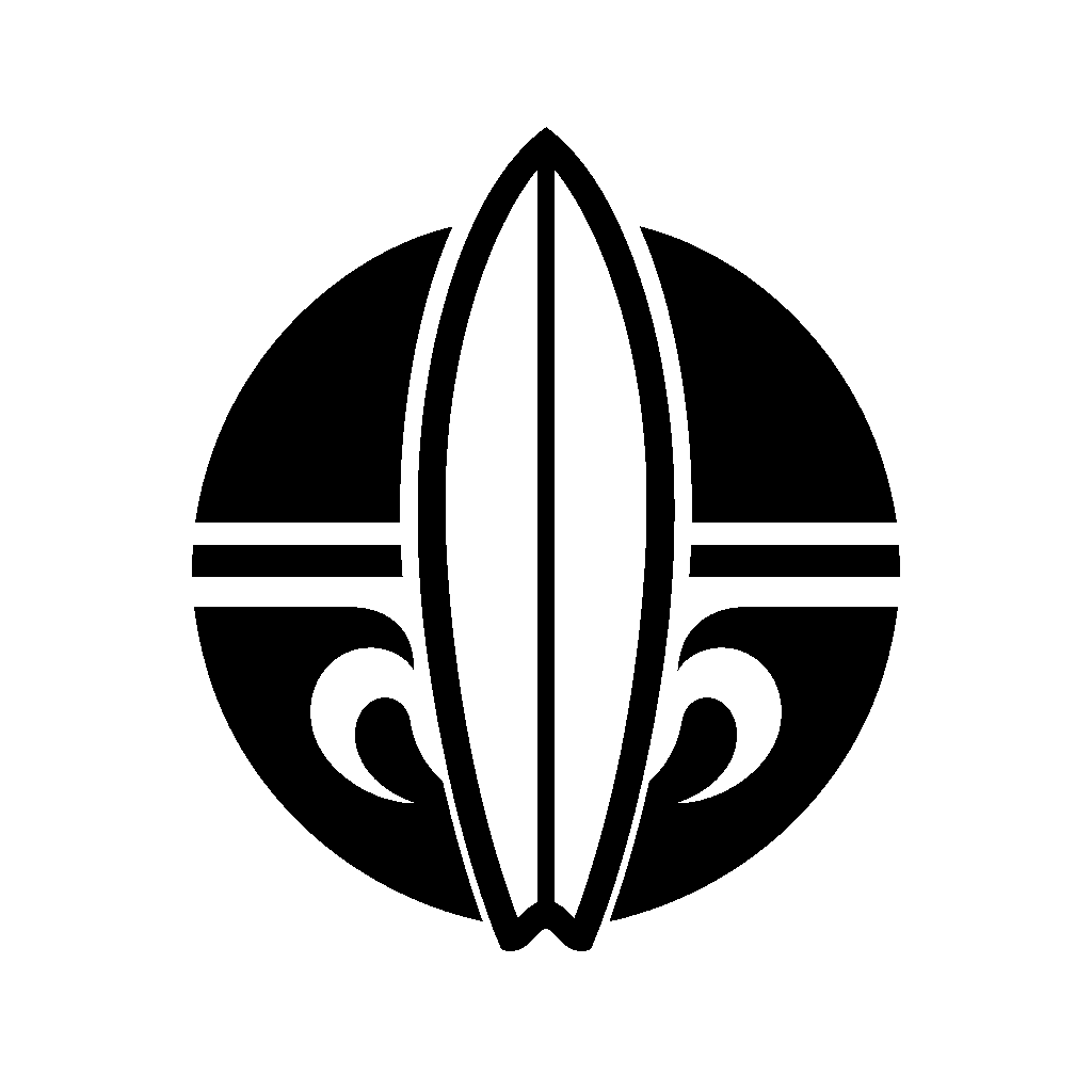 Surfboard Circle Emblem Logo