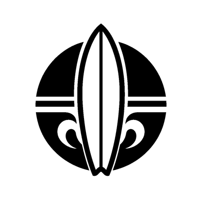 Surfboard Circle Emblem Logo