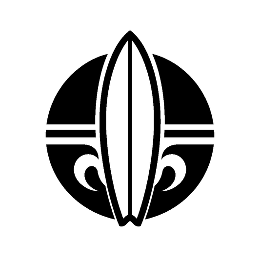 Surfboard Circle Emblem Logo