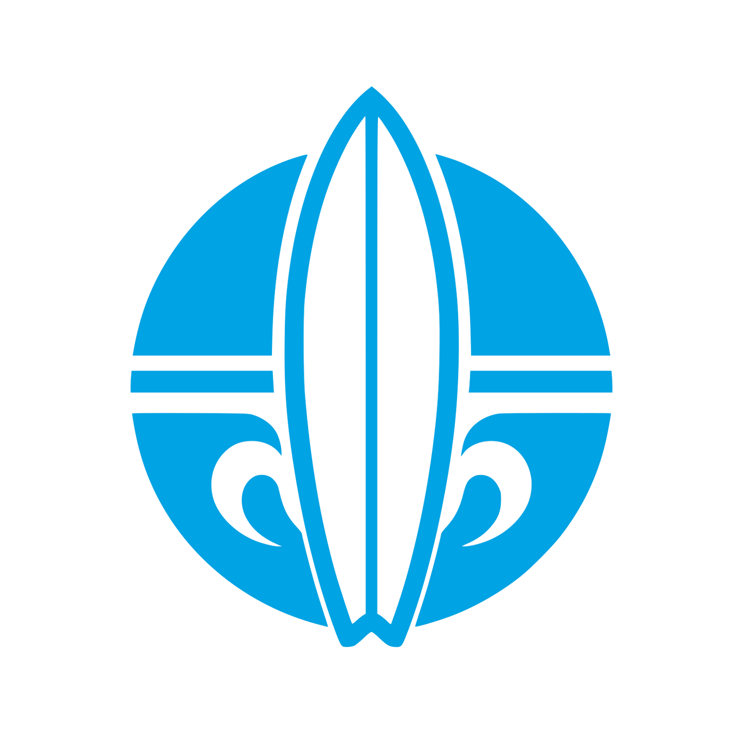 Surfboard Circle Emblem Logo #00a3e4