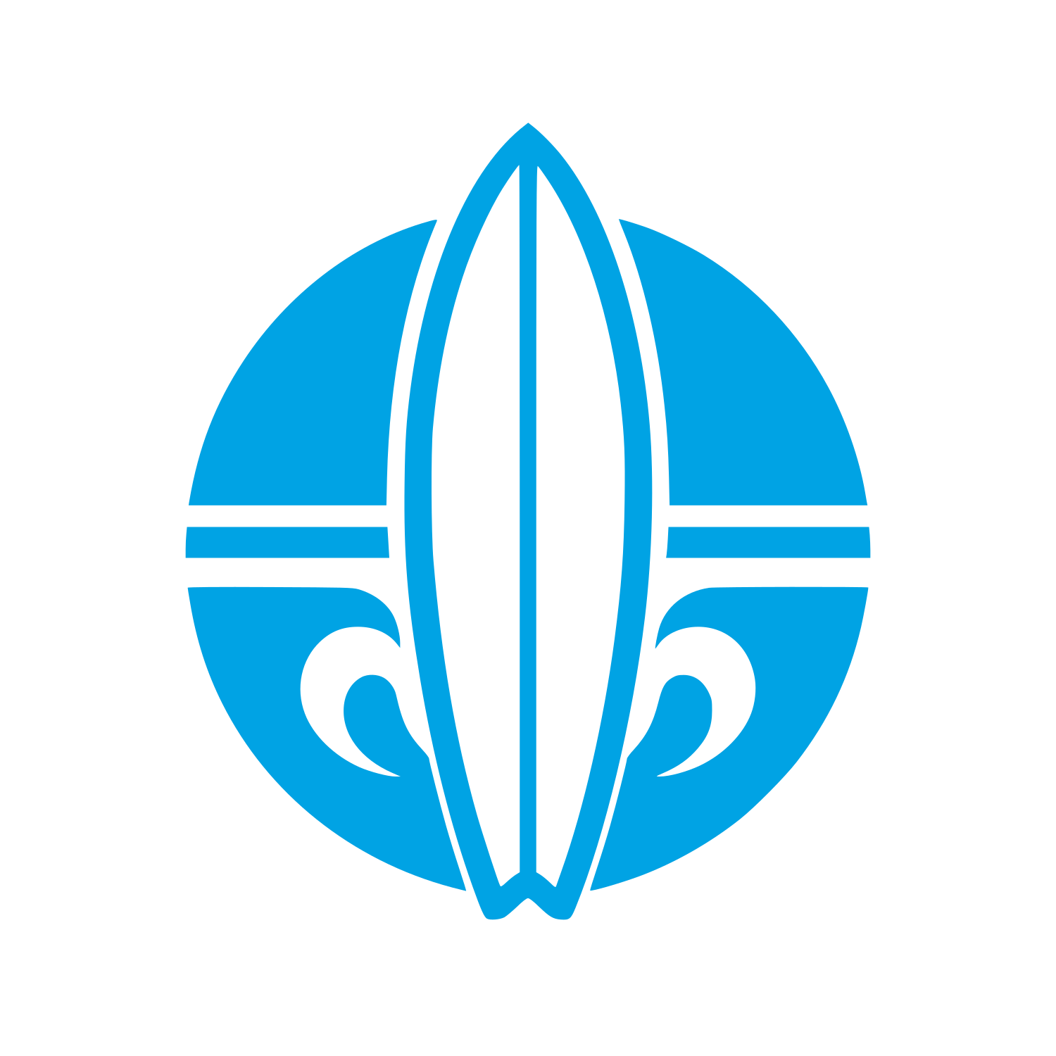 Surfboard Circle Emblem Logo #00a3e4