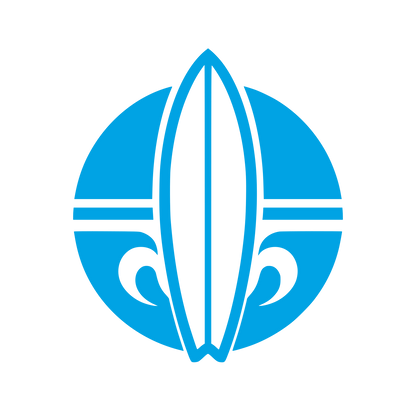 Surfboard Circle Emblem Logo #00a3e4