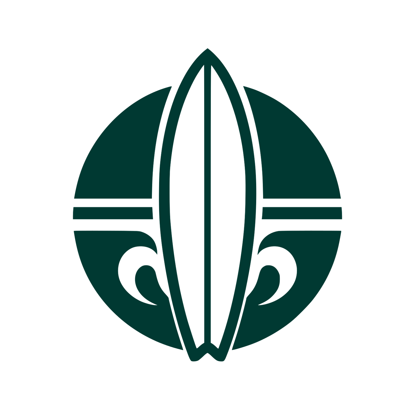 Surfboard Circle Emblem Logo #003932