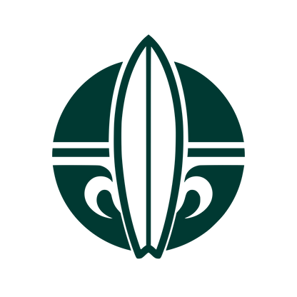 Surfboard Circle Emblem Logo #003932