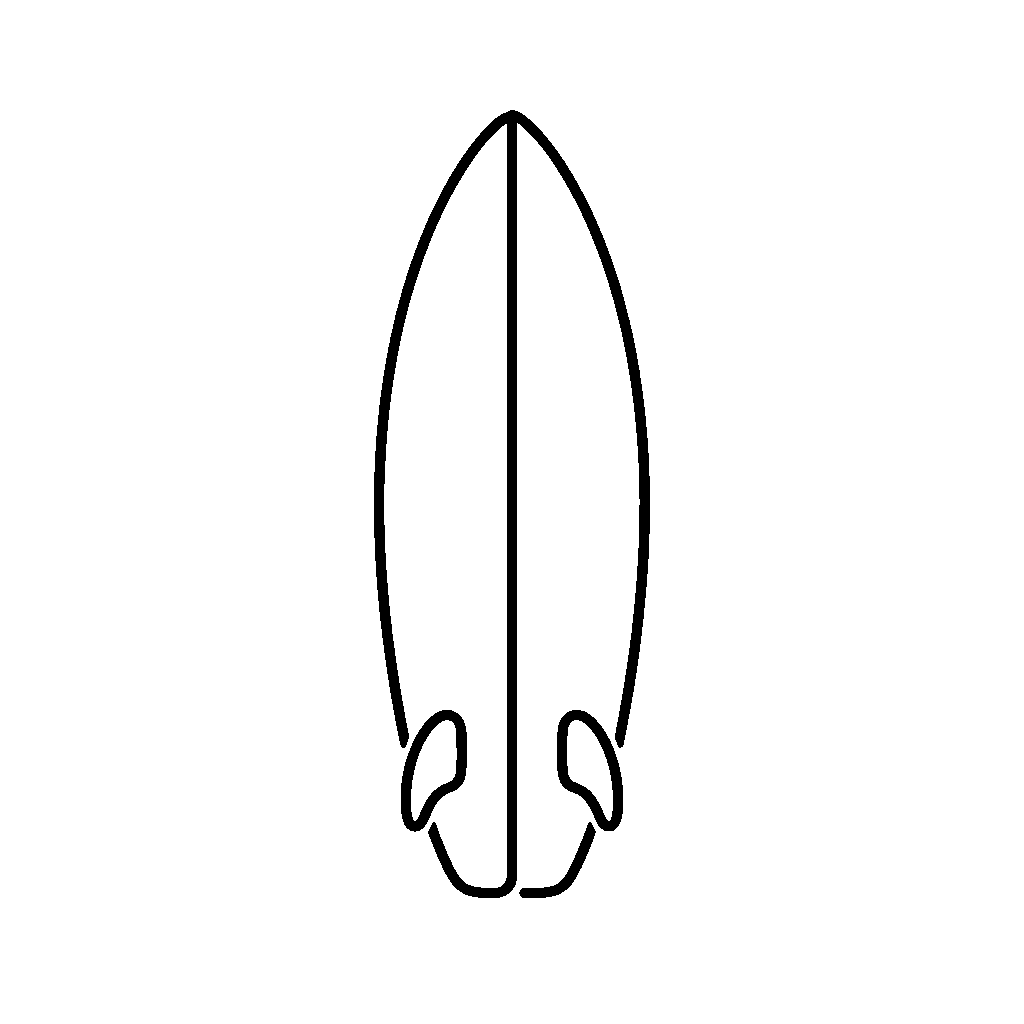 Surfboard with Fins Logo
