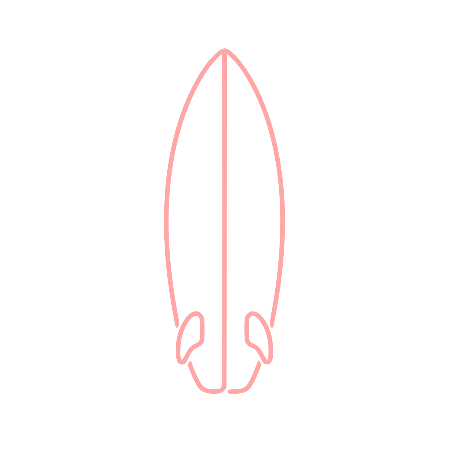 Surfboard with Fins Logo #ffa6a6