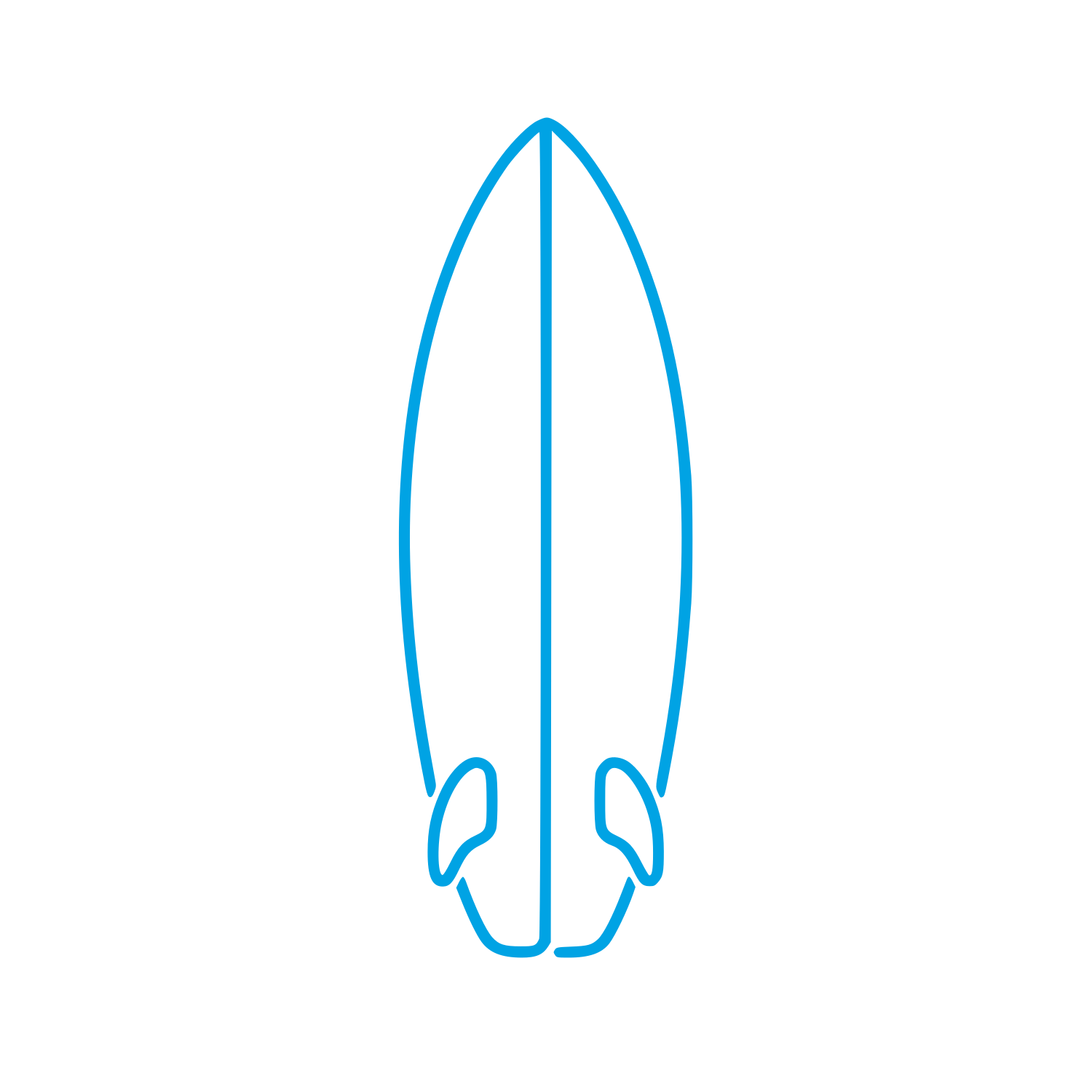 Surfboard with Fins Logo #00a3e4