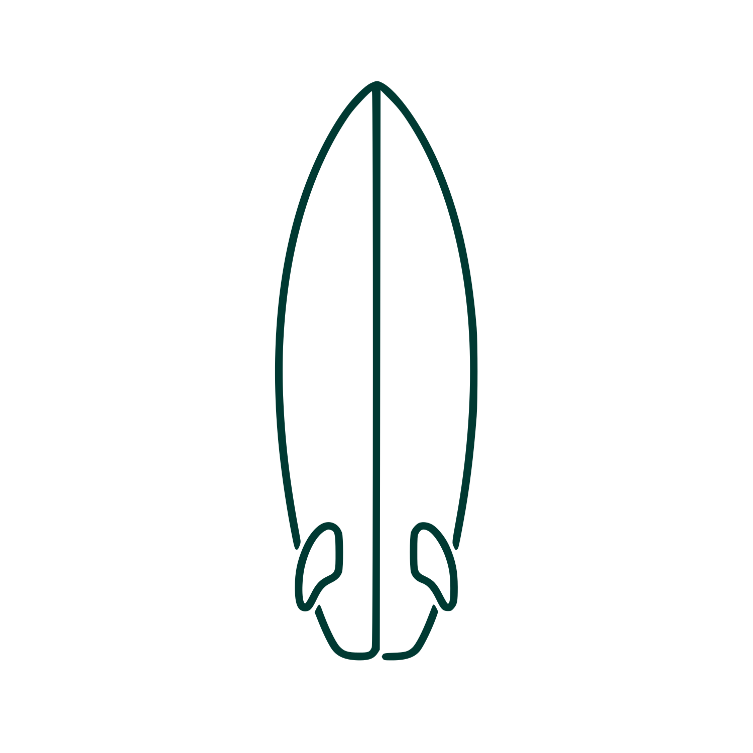 Surfboard with Fins Logo #003932