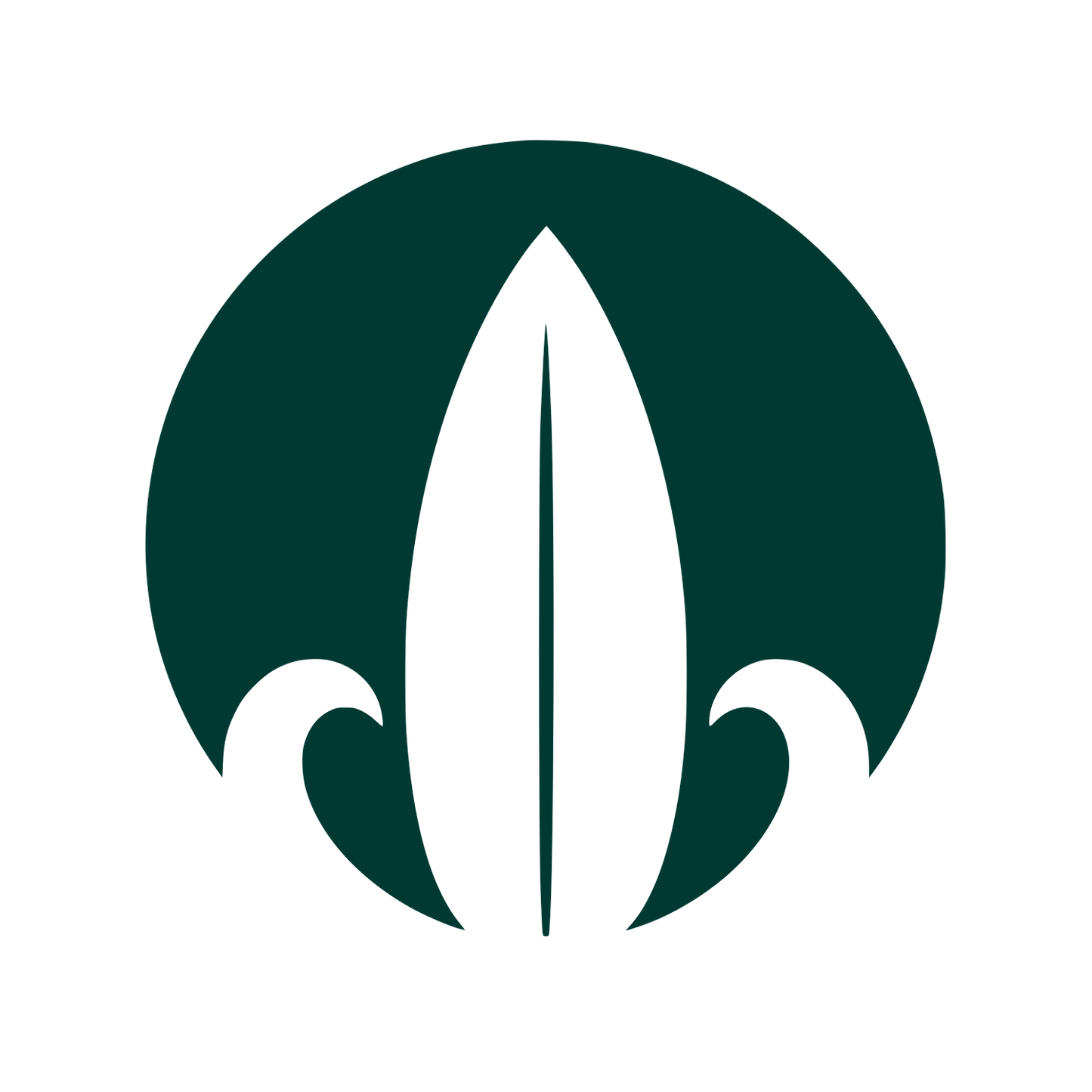 Surfboard Wave Circle Logo #003932