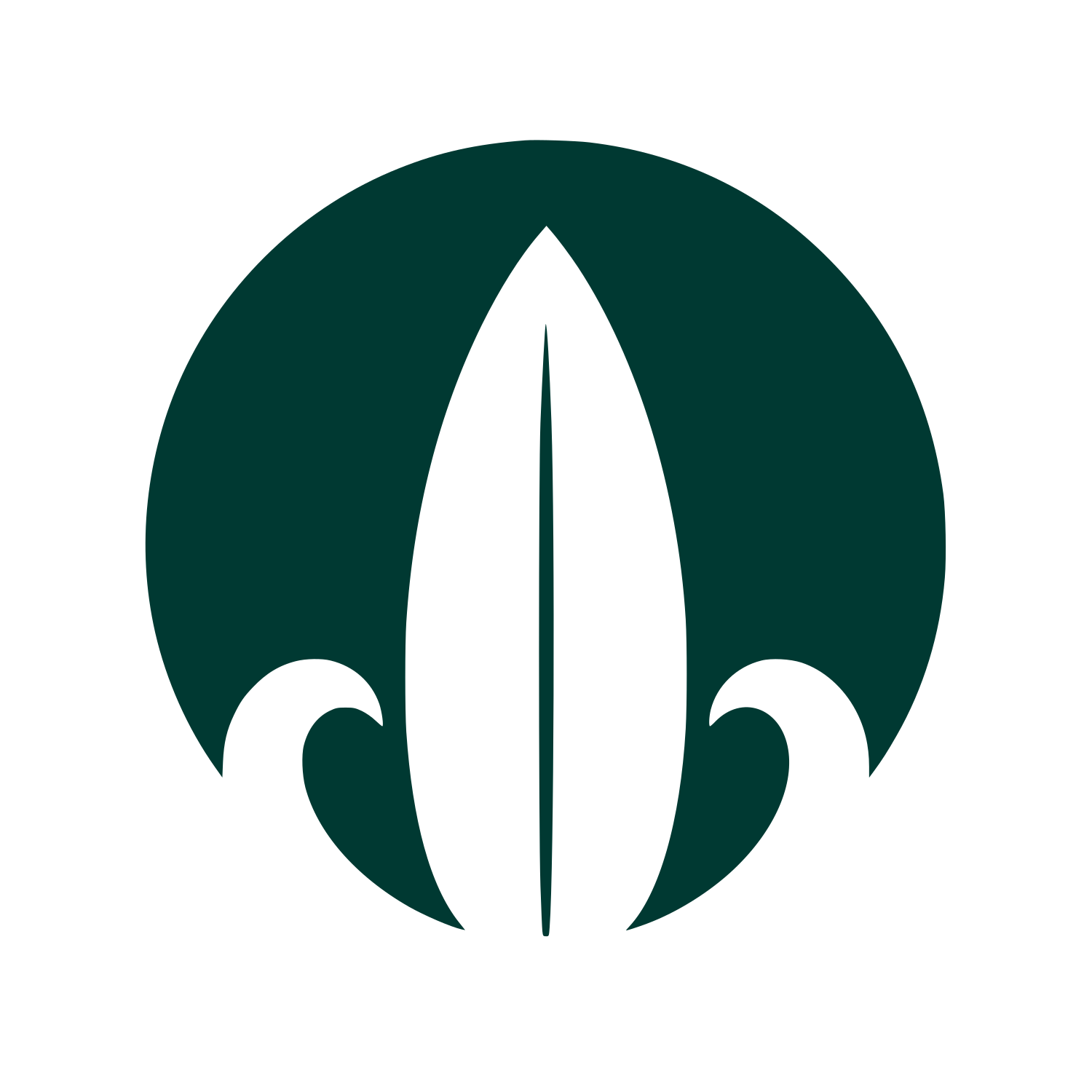 Surfboard Wave Circle Logo #003932