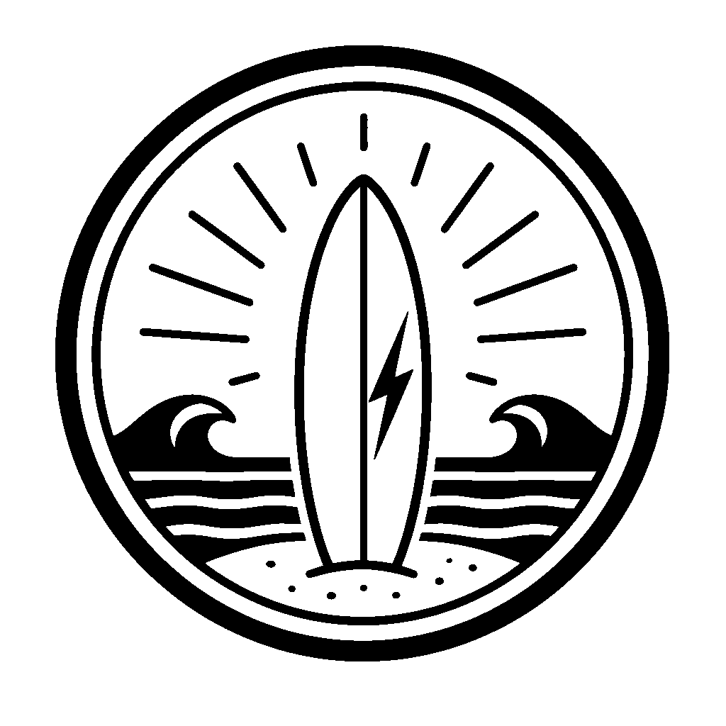 Surfboard Waves Circle Logo