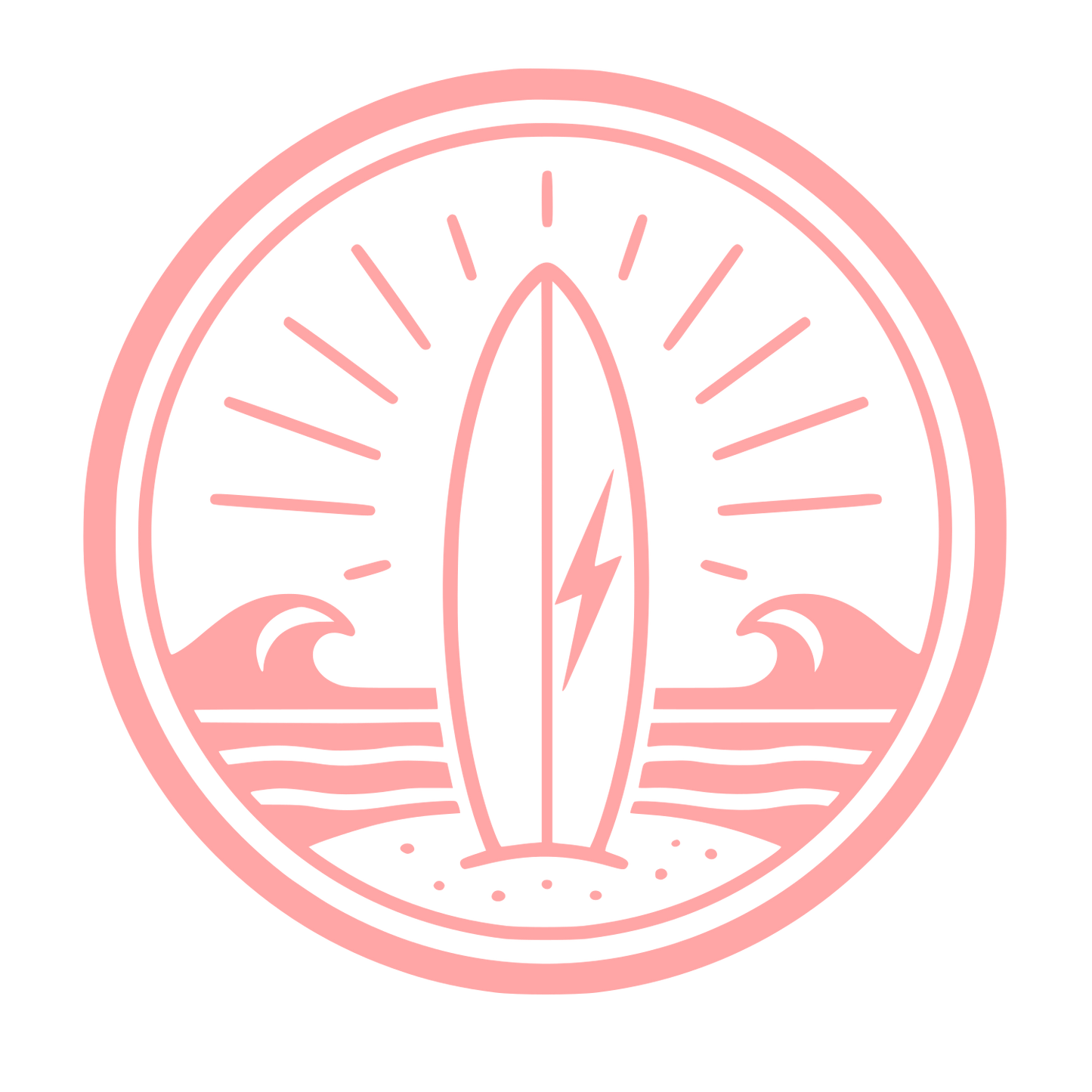 Surfboard Waves Circle Logo #ffa6a6