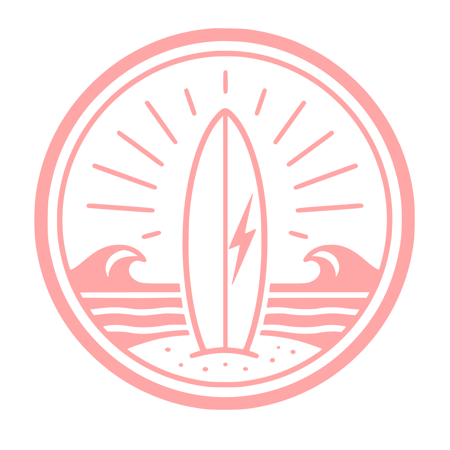 Surfboard Waves Circle Logo #ffa6a6