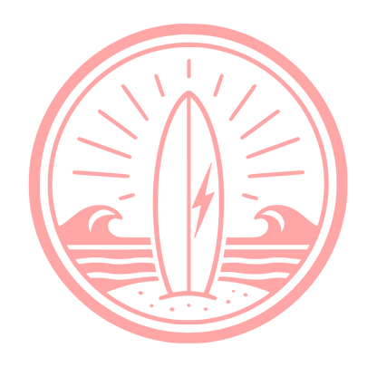 Surfboard Waves Circle Logo #ffa6a6