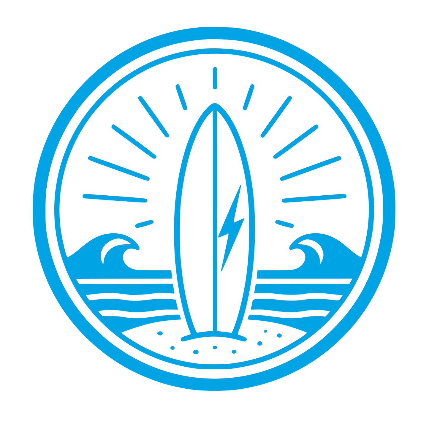 Surfboard Waves Circle Logo #00a3e4