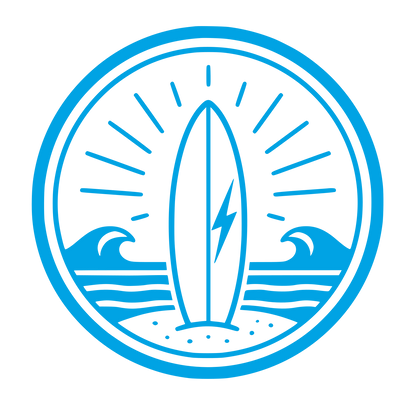 Surfboard Waves Circle Logo #00a3e4