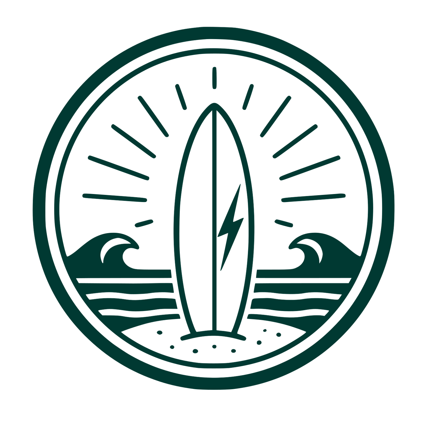 Surfboard Waves Circle Logo #003932