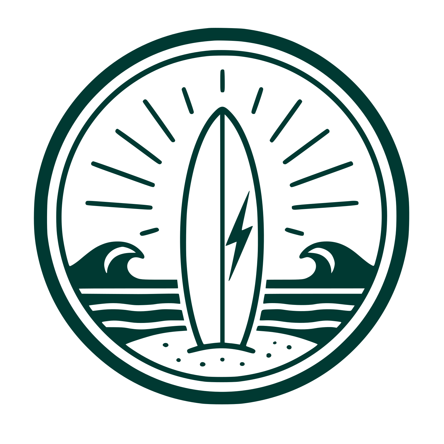 Surfboard Waves Circle Logo #003932
