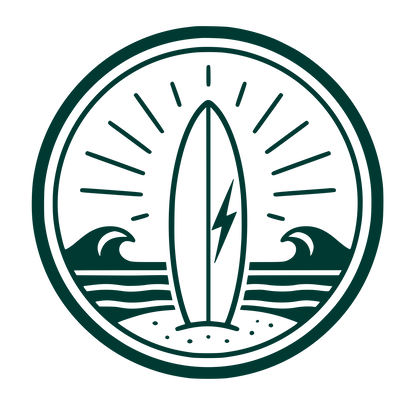 Surfboard Waves Circle Logo #003932