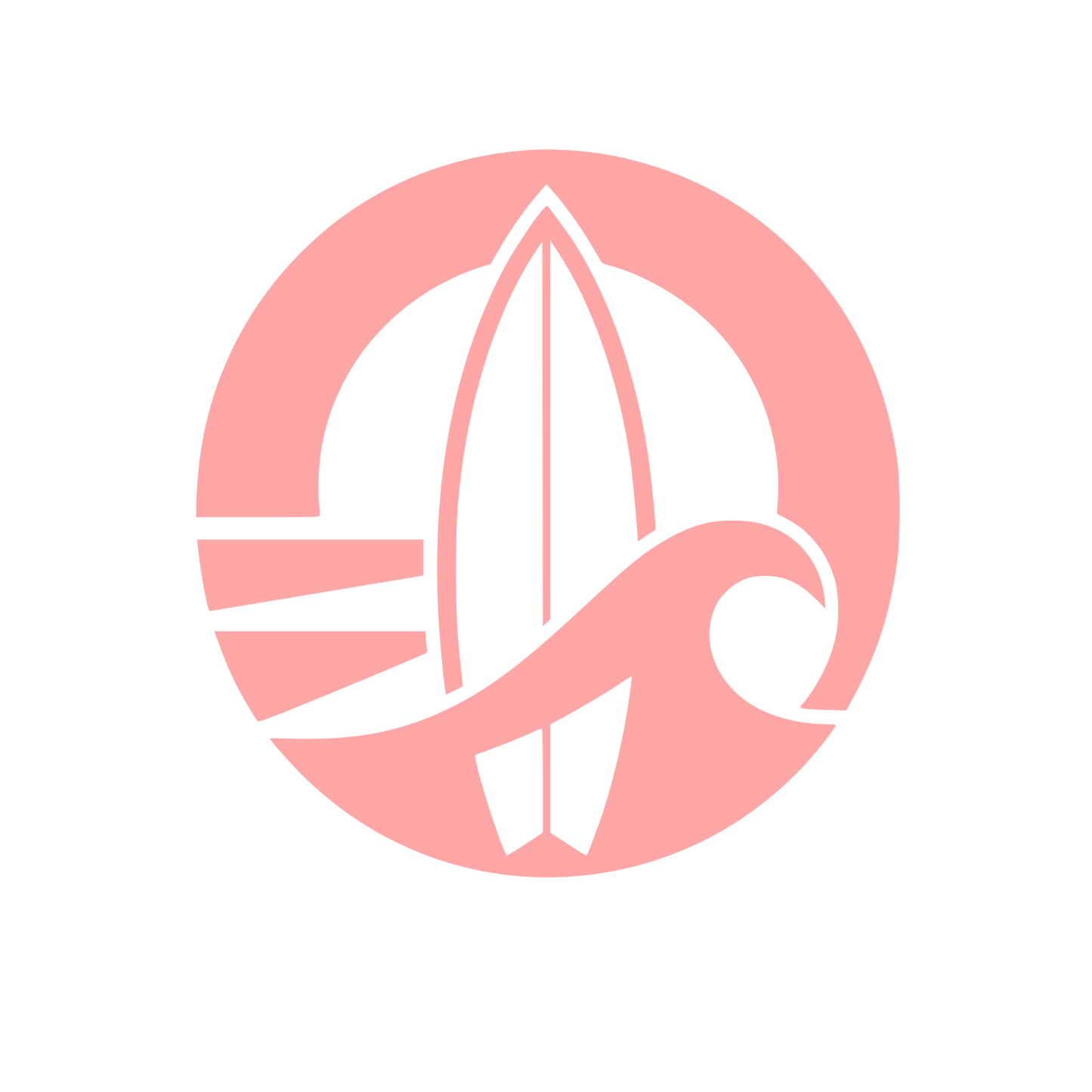 Surfboard Wave Circle Logo #ffa6a6