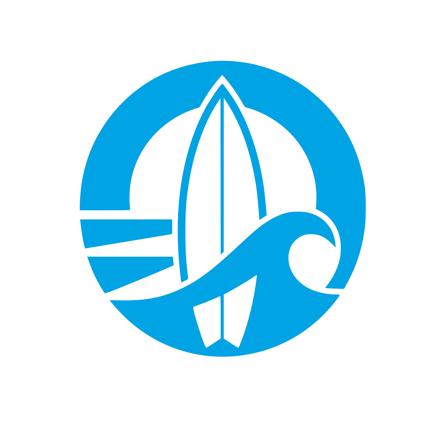 Surfboard Wave Circle Logo #00a3e4